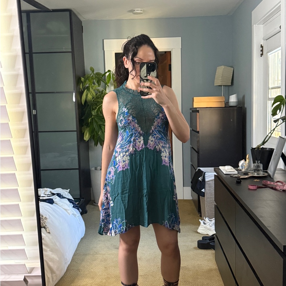 Free People Boho Emerald Dress